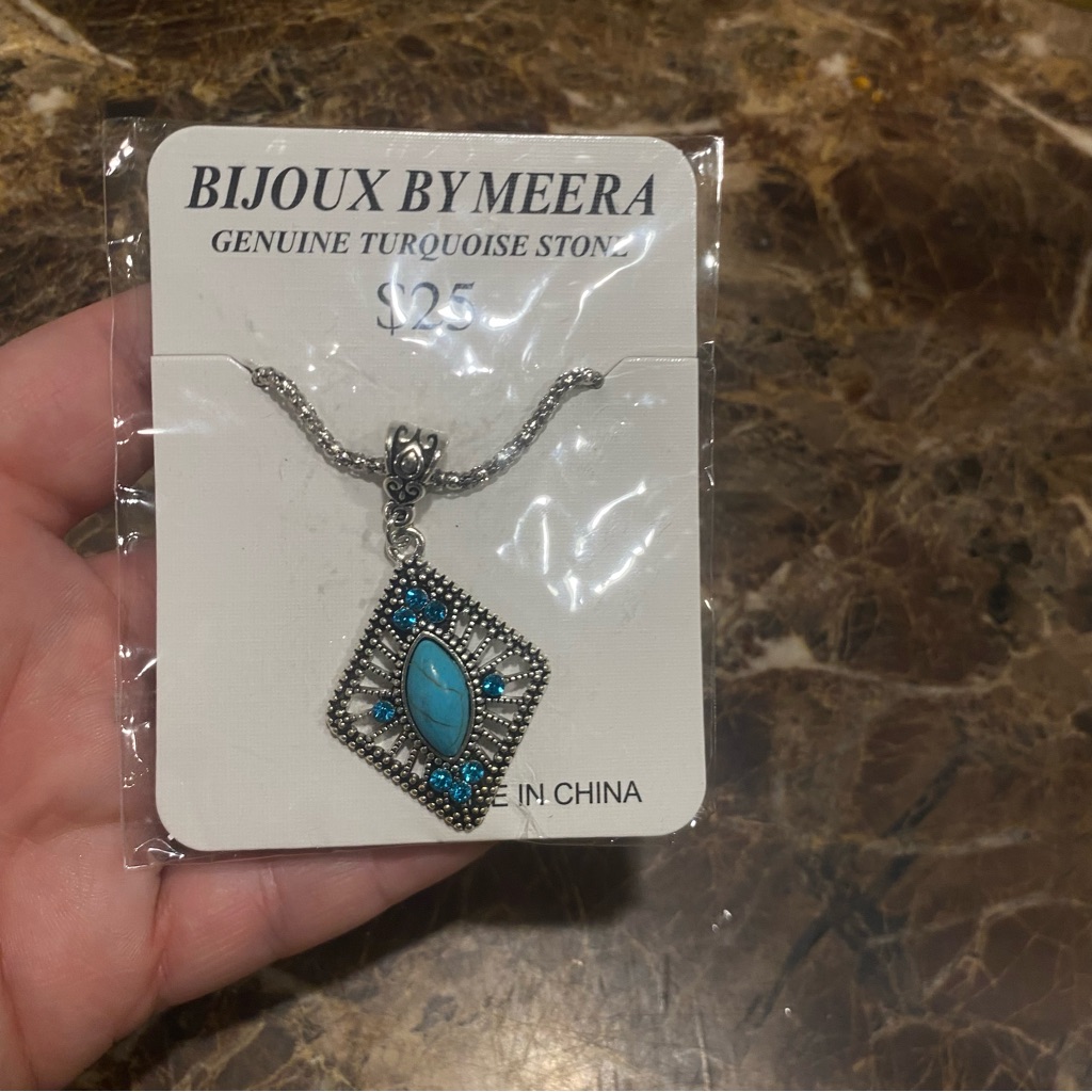 Bijoux By Meera Genuine Turquoise Stone Necklace 13$